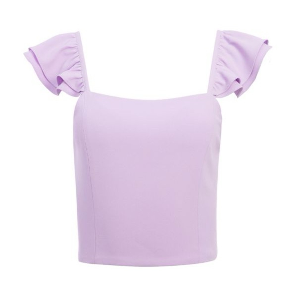 NWT ALICE + OLIVIA Celestia Double Flutter Sleeve Crop Top Sz 8